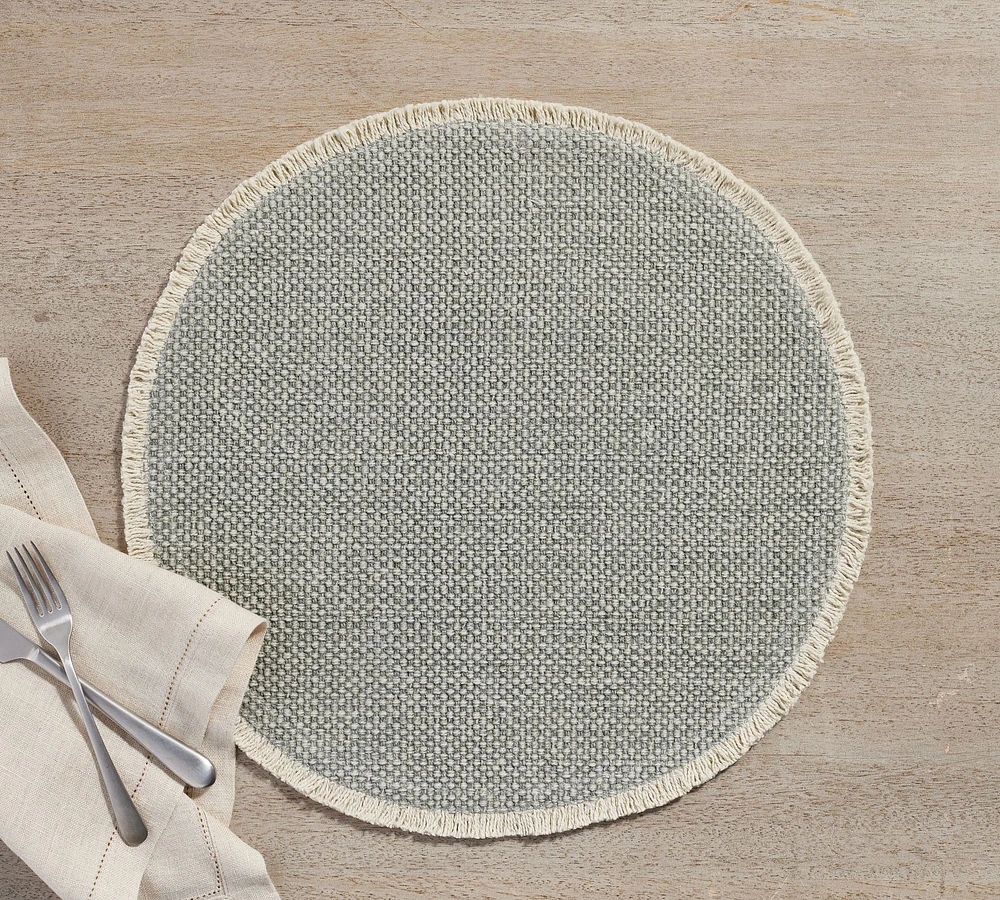 Mason Handwoven Cotton Fringe Round Placemats - Set of 4