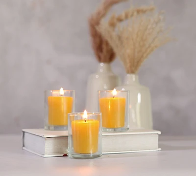 Beeswax Votive Candles with Glass Holder