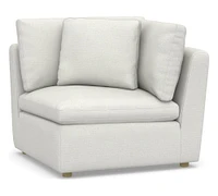 OPEN BOX: Newport Roll Arm Corner, Down Blend Wrapped Cushions, Basketweave Slub Ivory