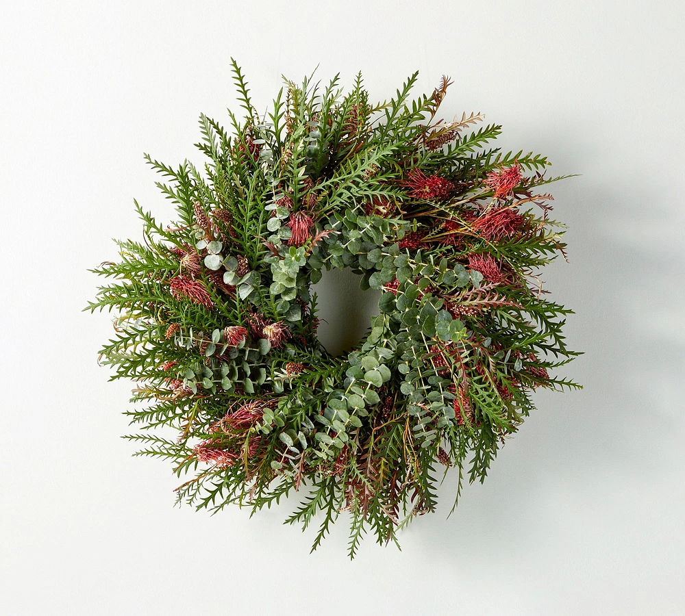 Fresh Grevillea & Baby Blue Eucalyptus Wreath Garland