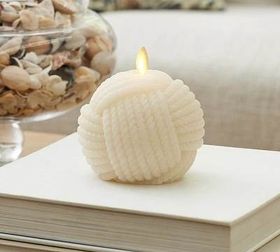 Premium Flickering Flameless Coastal Rope Round Candle