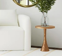 Jessalyn Round Hammered Metal Accent Table (16")