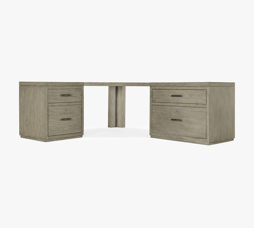 Louville Corner Desk with File Cabinet (85")