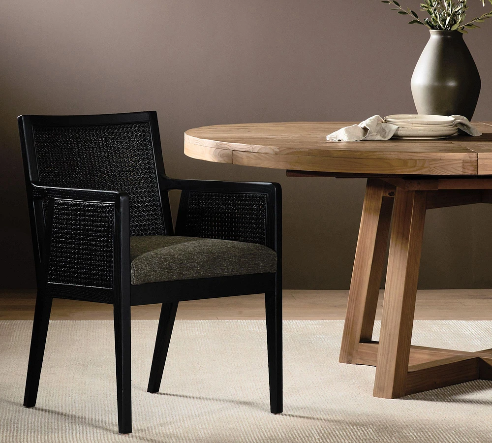 Lisbon Black Cane Dining Armchair