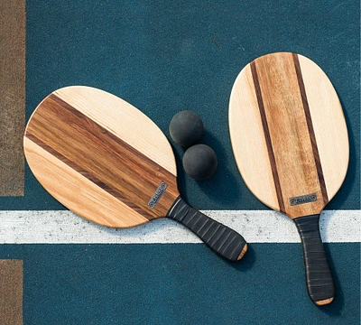 Handmade Wood Beach Paddle Ball Set