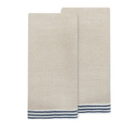 Handmade Block-Print Striped Tea Towels, Set of 2