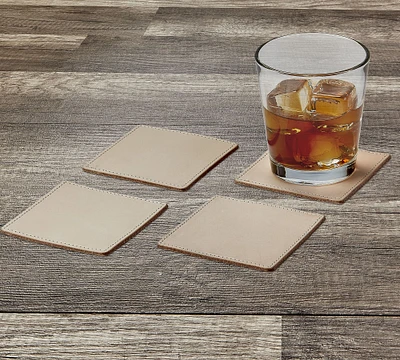 Vachetta Handcrafted Leather Square Coasters - Set of 4