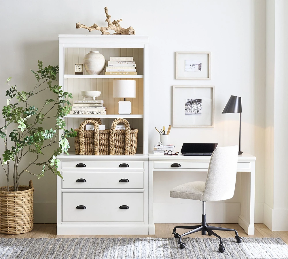 Aubrey Writing Desk with Bookcase & File Cabinet (78")