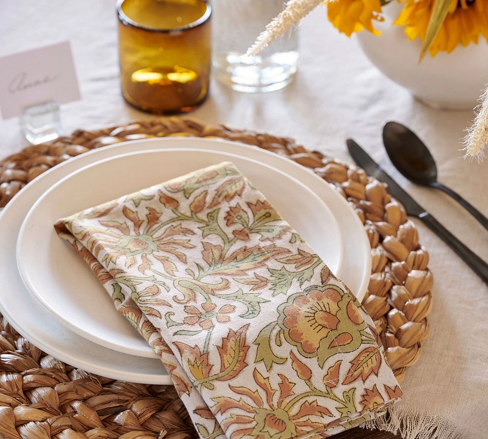 Norvelle Block Print Cotton/Linen Napkins - Set of 4