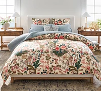 Rose Floral Stripe Reversible Duvet Cover & Shams