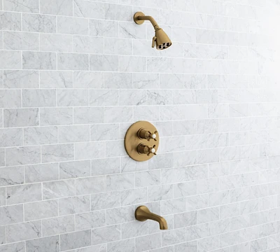 Victoria Cross Handle Thermostatic Bathtub & Shower Set