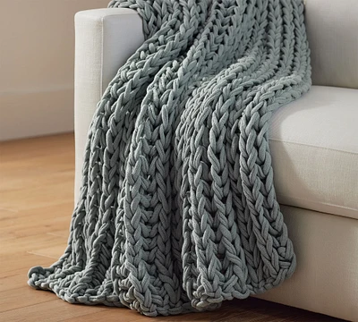 Colossal Ribbed Handknit Throw Blanket