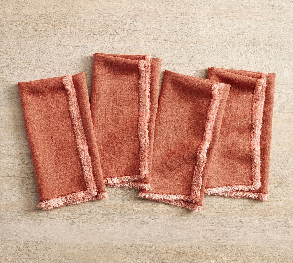 Frayed Oversized Linen Napkins - Set of 4