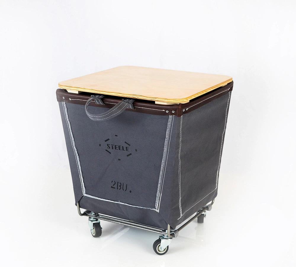 Medium Square Canvas Laundry Basket with Wheels