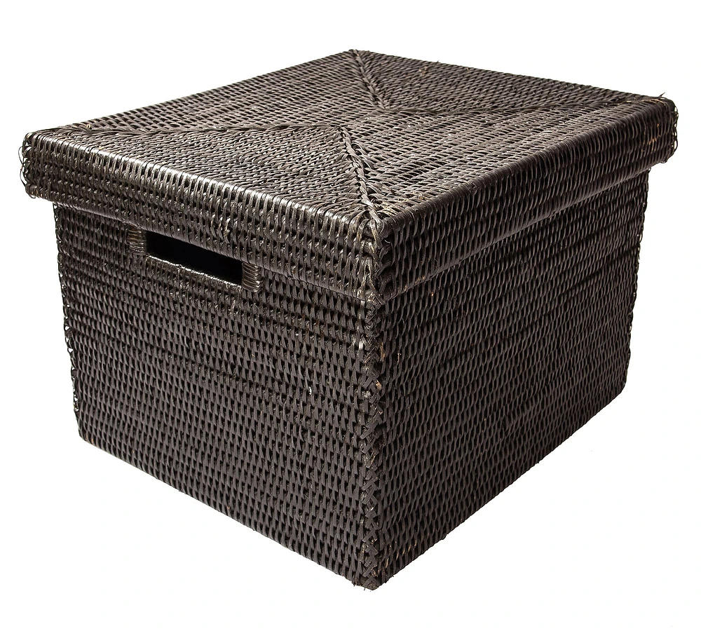 Tava Handwoven Rattan Letter File Box With Lid