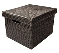 Tava Handwoven Rattan Letter File Box With Lid