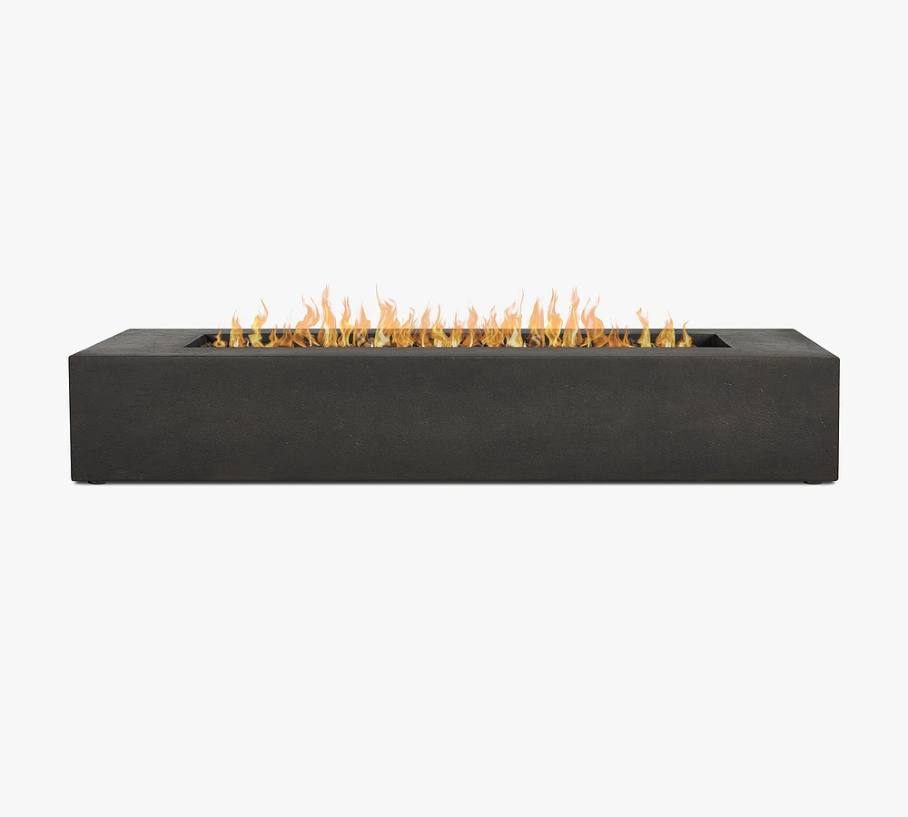 Abril Concrete Low Long Rectangular Propane Fire Pit Table (72")