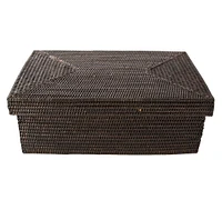 Tava Handwoven Rattan Rectangular Storage Box With Lid