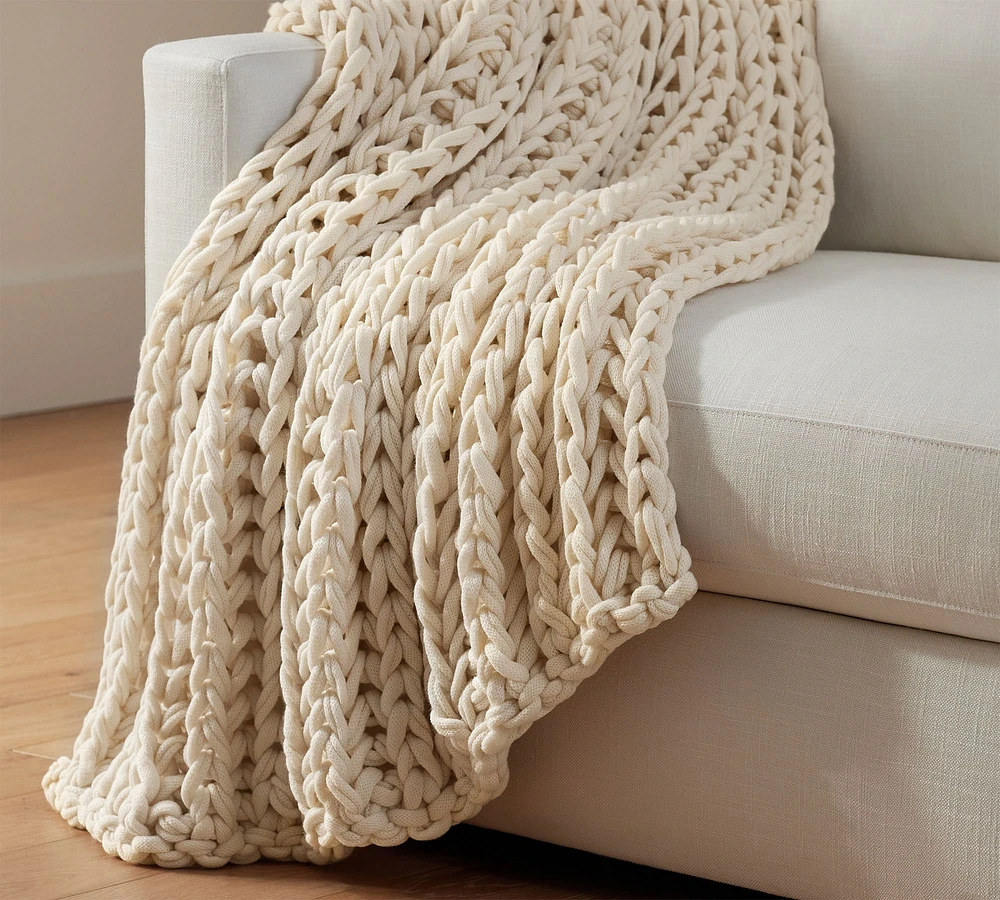 Colossal Ribbed Handknit Throw Blanket