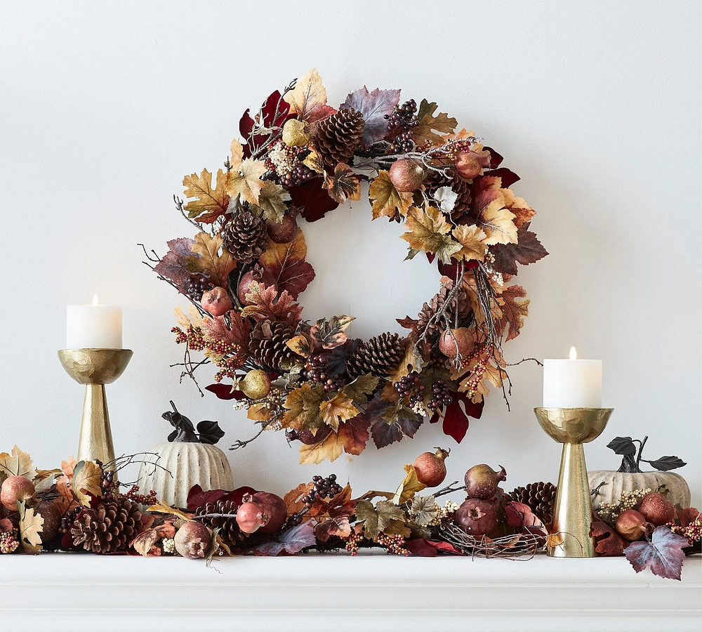 Faux Pomegranate & Pinecone Wreath Garland