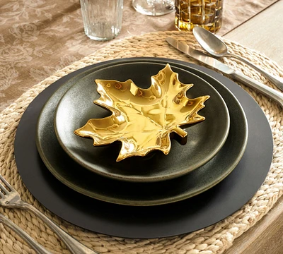 Gold Maple Leaf Stoneware Appetizer Plate