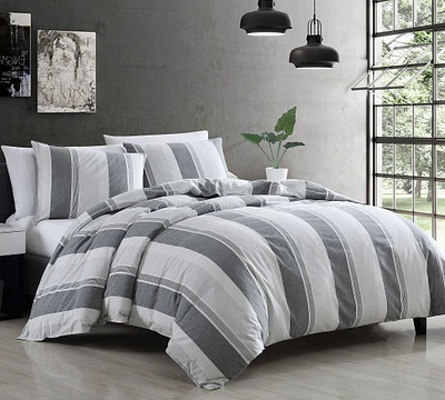 3 Piece Rowley Striped Percale Comforter & Shams Set