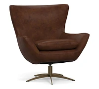 Wells Leather Petite Swivel Chair