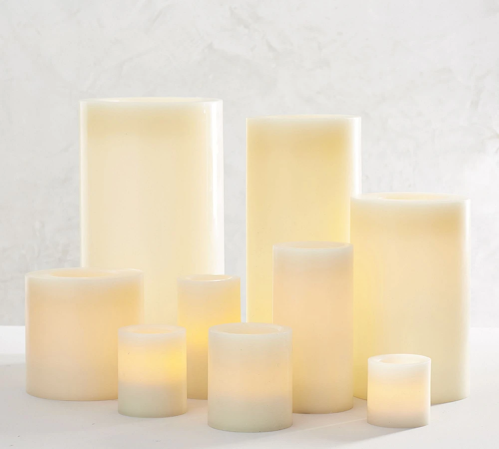 Standard Flameless Wax Pillar Candle - Ivory