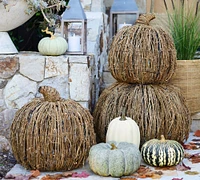 Lit Woven Pumpkin