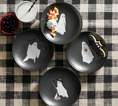 Scary Squad Stoneware Appetizer Plates - Mixed Set of 4