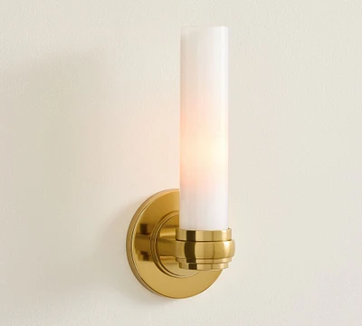 Everett Milk Glass Single Tube Sconce (11")