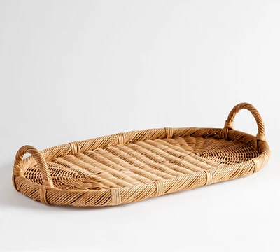 Handwoven Wicker Oval Serving Tray