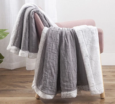 Faux Fur Palomer Matelasse Throw Blanket