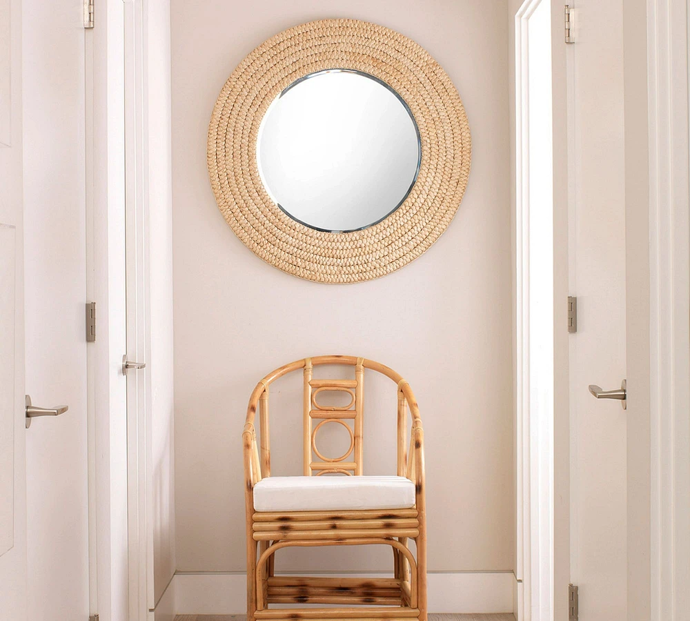 Anastasia Round Seagrass Mirror - 36"