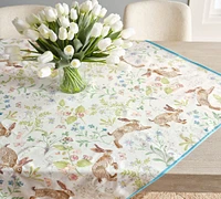 Bunny Embroidered Cotton Table Throw