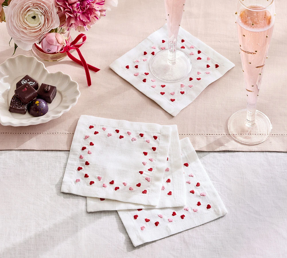 Confetti Heart Cotton Cocktail Coasters - Set of 4