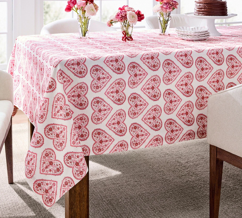 Heart Organic Cotton Tablecloth