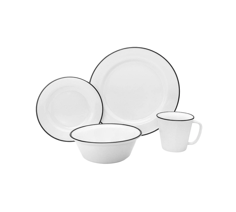 Porcelain Bistro Dinnerware Set, Set of 16