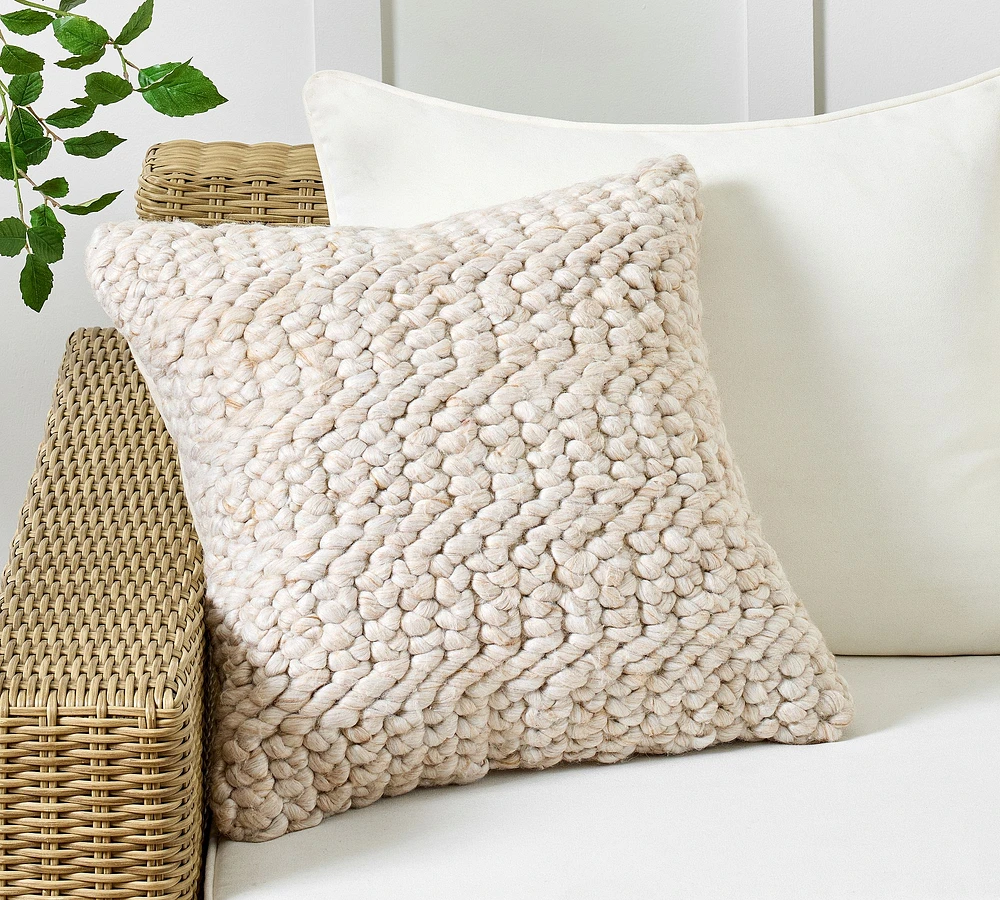 Chunky Sweater Knit Outdoor Pillow