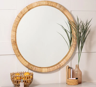 Hadley Rattan Round Wall Mirror 36"