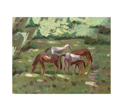 Pasture Horses Canvas Wall Art