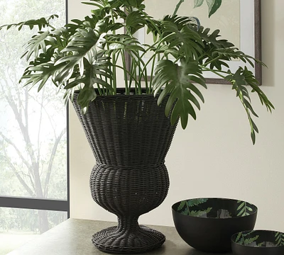 Rattan Footed Urn