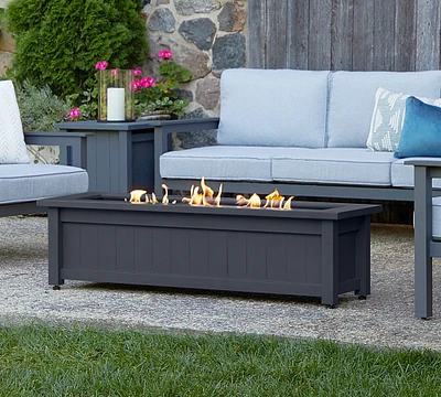 Sila Steel Rectangular Propane Fire Pit Table with Cover (50")