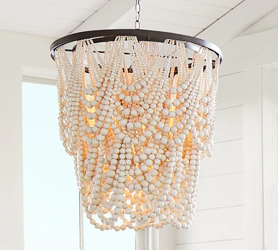 Amelia Wood Bead Chandelier (24")