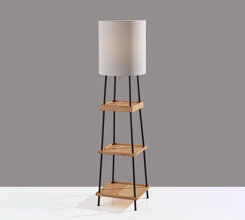 Neve Charge Wooden Shelf Floor Lamp with USB (64")