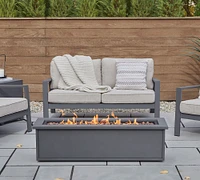 Jaclyn Steel Rectangular Propane Fire Pit Table with Cover (48")