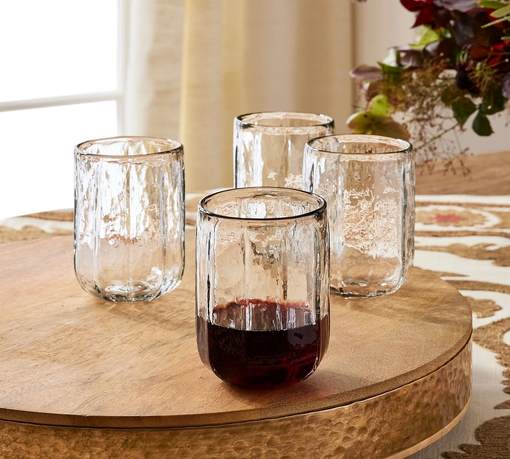 Hammered Café Stemless Wine Glasses