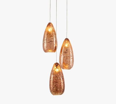 Wren 3-Light Mercury Glass Pendant (8")