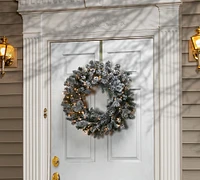 Lit Faux Arctic Spruce Wreath & Garland