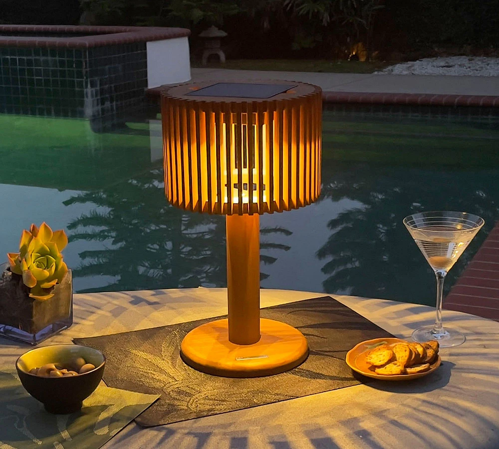 Solar Tabletop Teak  Lantern